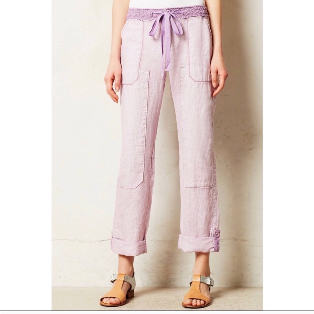 Anthropologie Hei Hei Linen Pants Pale Lavender